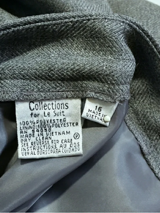 Le Suit Grey Blazer And Pant Suit Set Sz 16 - Picture 9 of 9